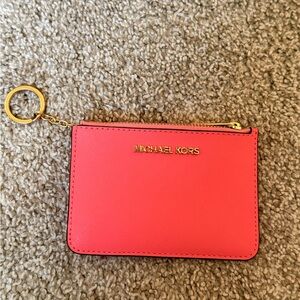 Michael Kors Coral Card Holder with Gold Accents